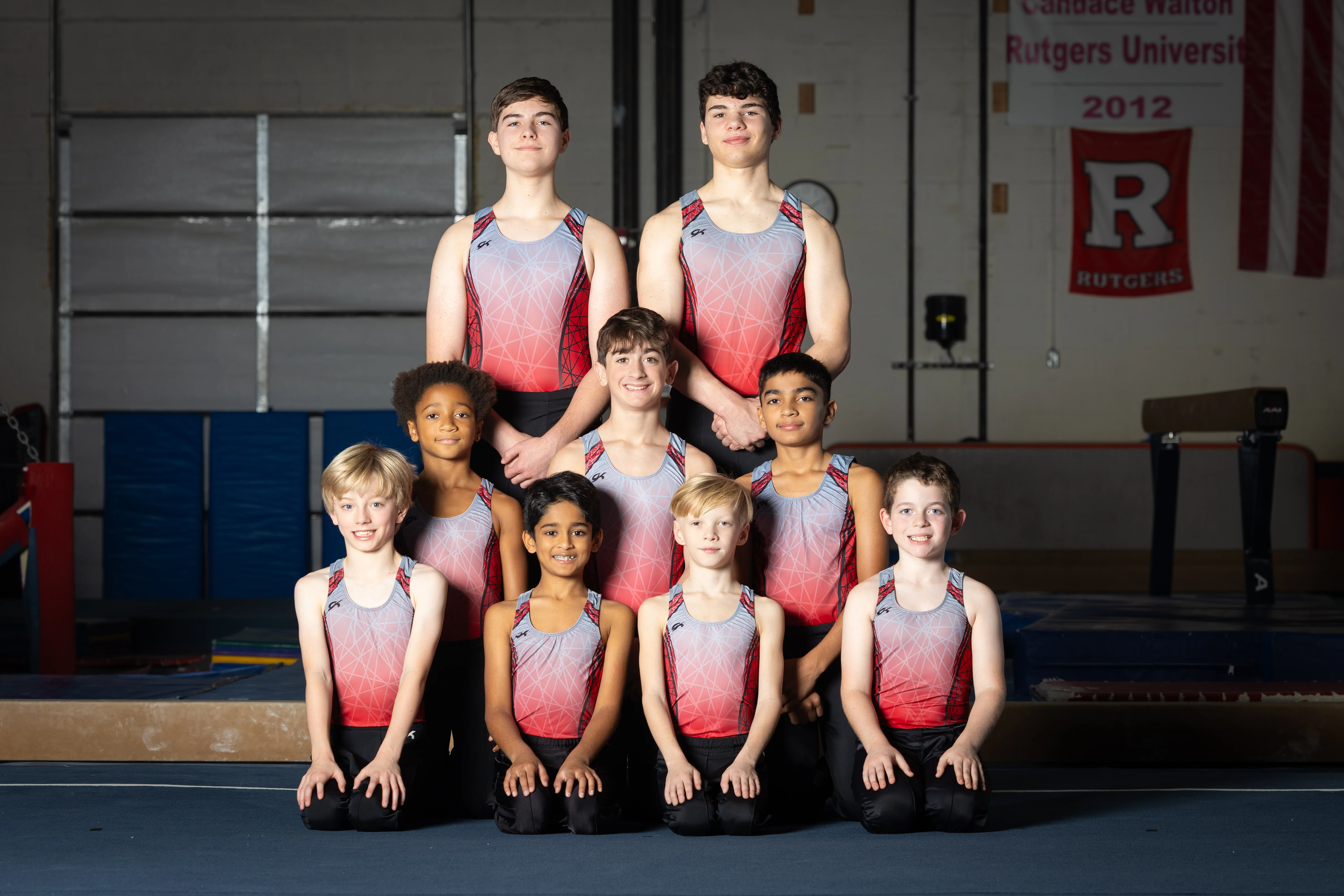 Boys gymnastics team together